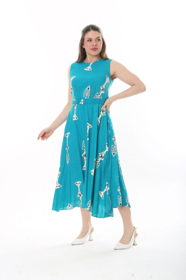 Sleeveless tie-front unlined viscose dress