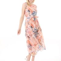 Front Frill Chiffon Slevles Dress