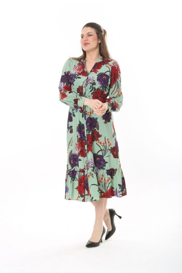 Long Sleeved Dress with Tie Front and Side Hip Zipper