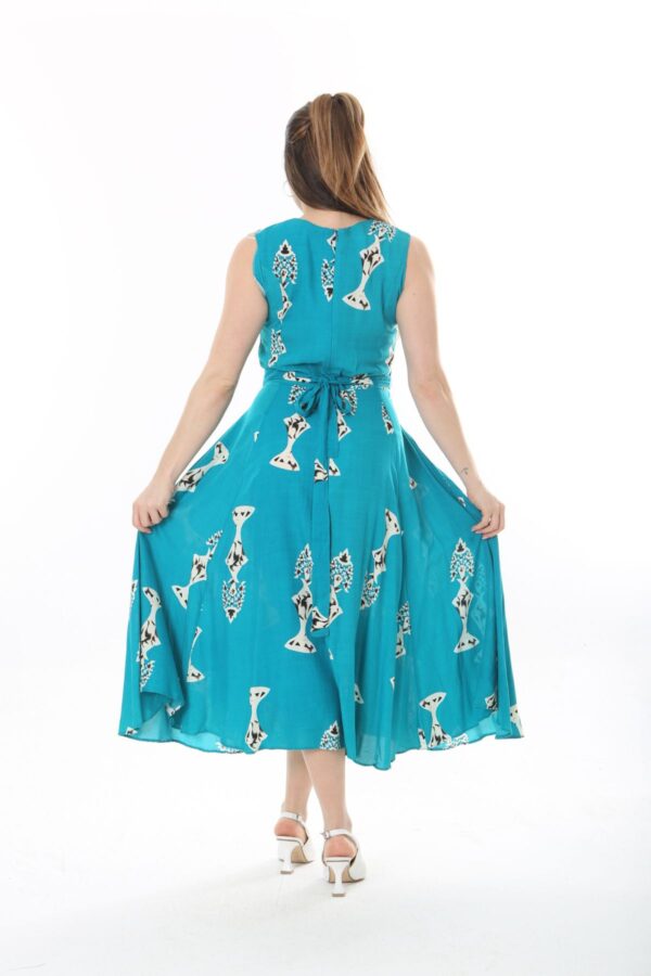 Sleeveless tie-front unlined viscose dress