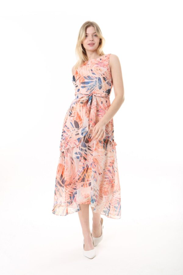 Front Frill Chiffon Slevles Dress