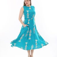 Sleeveless tie-front unlined viscose dress