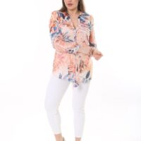 Long Sleeved Chiffon shirt with front Tie Blouse with Cami