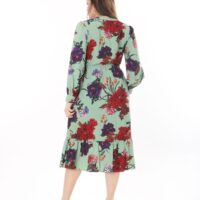 Long Sleeved Dress with Tie Front and Side Hip Zipper