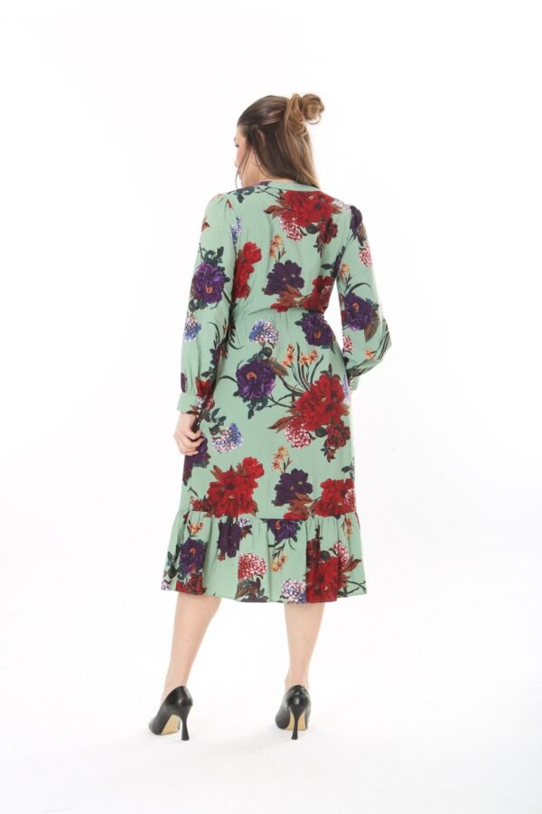 Long Sleeved Dress with Tie Front and Side Hip Zipper