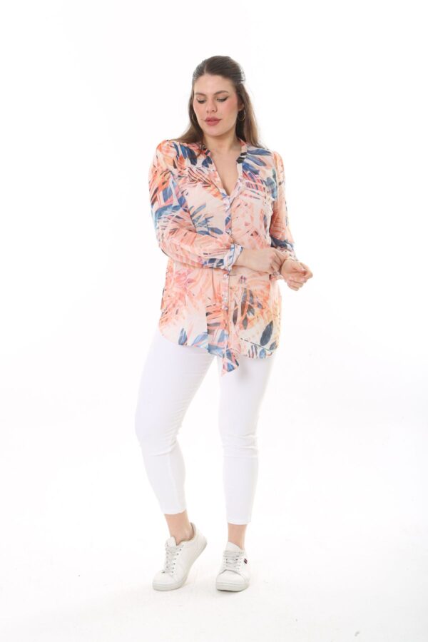 Long Sleeved Chiffon shirt with front Tie Blouse with Cami
