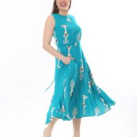 Sleeveless tie-front unlined viscose dress