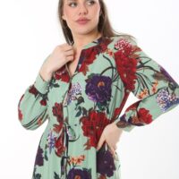 Long Sleeved Dress with Tie Front and Side Hip Zipper