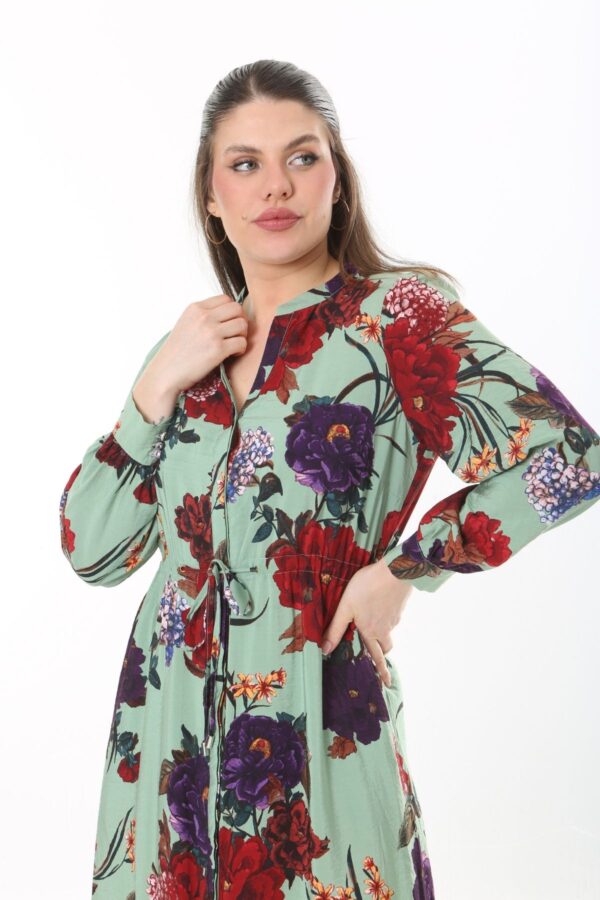 Long Sleeved Dress with Tie Front and Side Hip Zipper
