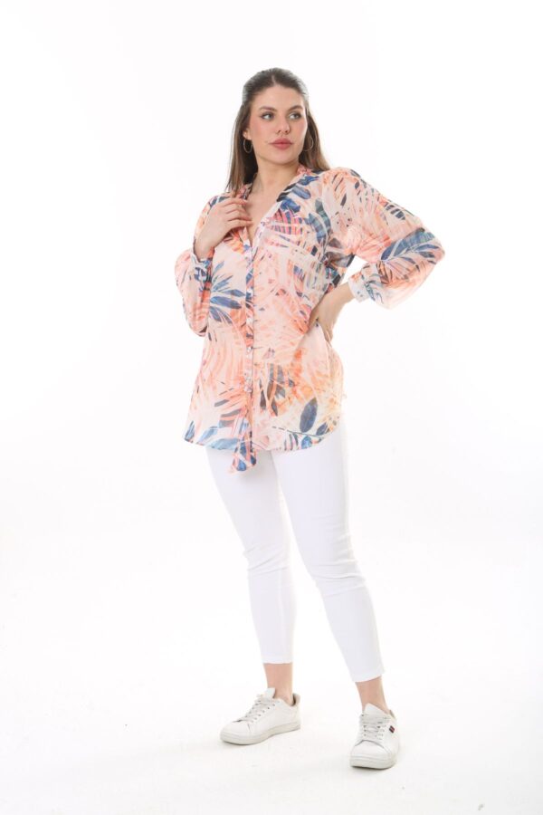 Long Sleeved Chiffon shirt with front Tie Blouse with Cami