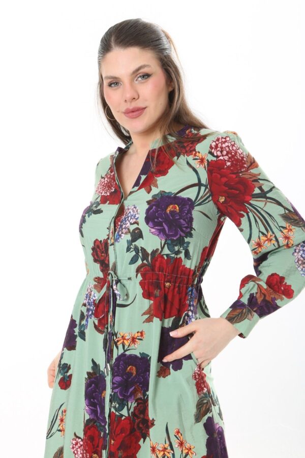Long Sleeved Dress with Tie Front and Side Hip Zipper