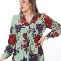 Long Sleeved Dress with Tie Front and Side Hip Zipper