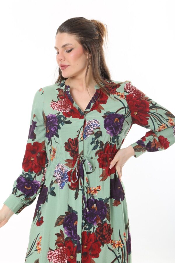 Long Sleeved Dress with Tie Front and Side Hip Zipper