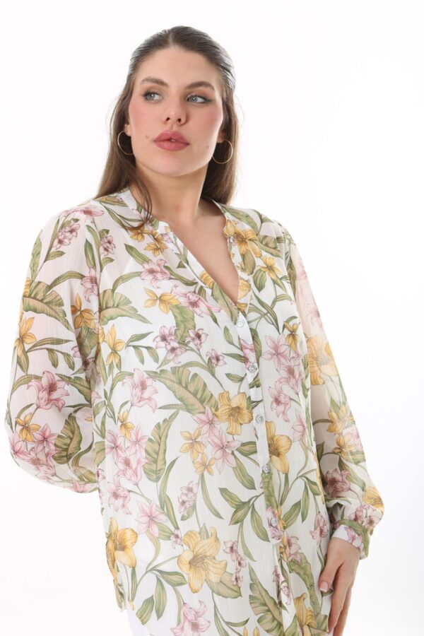 Long Sleeved Chiffon shirt with front Tie Blouse with Cami