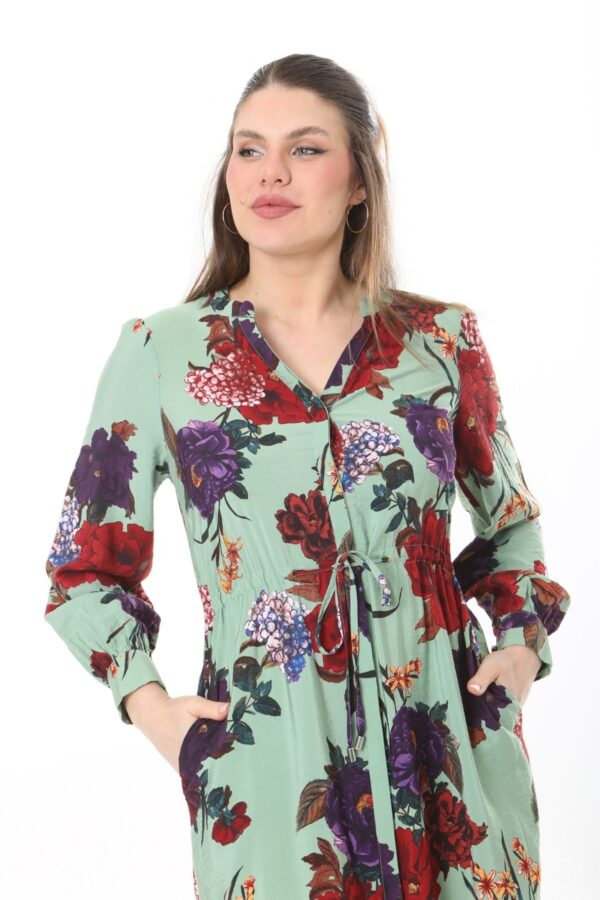 Long Sleeved Dress with Tie Front and Side Hip Zipper