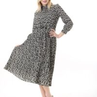 Women's Lined Chiffon Sunray Pleated MIDI Dress with Tie Back 123 CM
