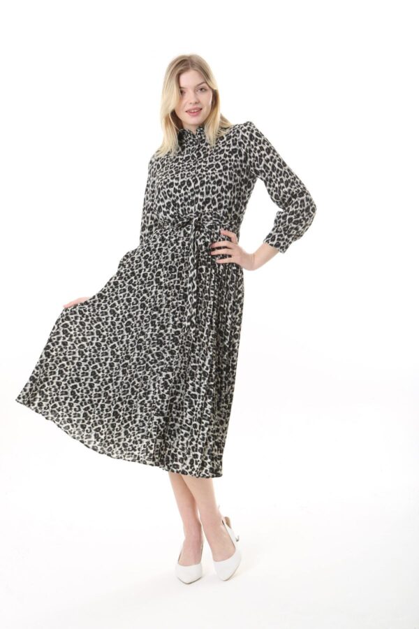 Women's Lined Chiffon Sunray Pleated MIDI Dress with Tie Back 123 CM
