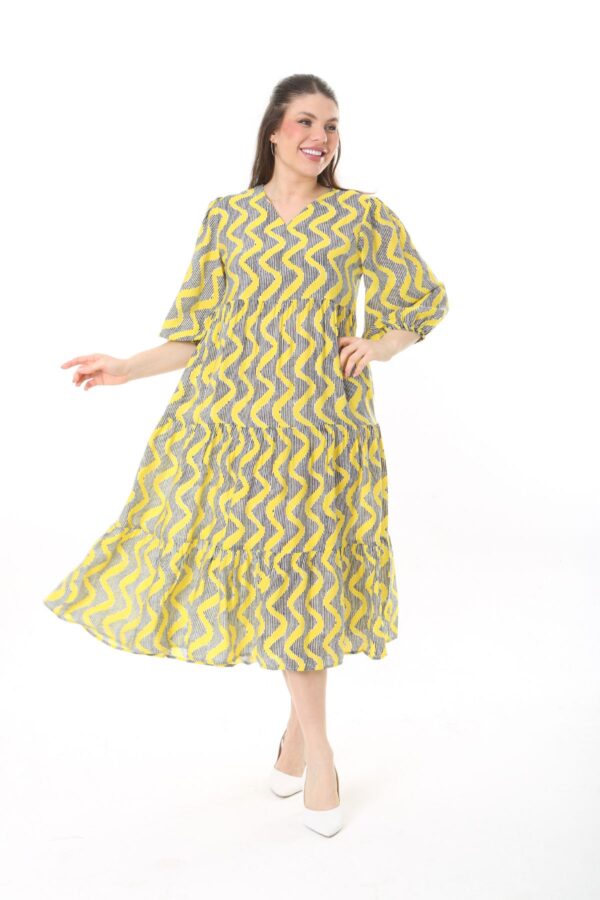 3 Long Sleeve Elasticated Cuf midi Dress