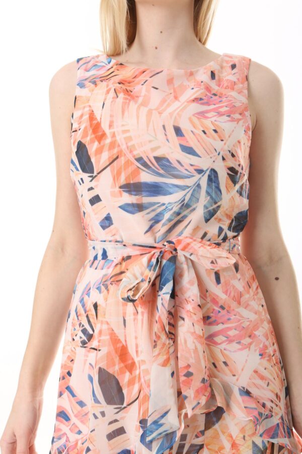 Front Frill Chiffon Slevles Dress