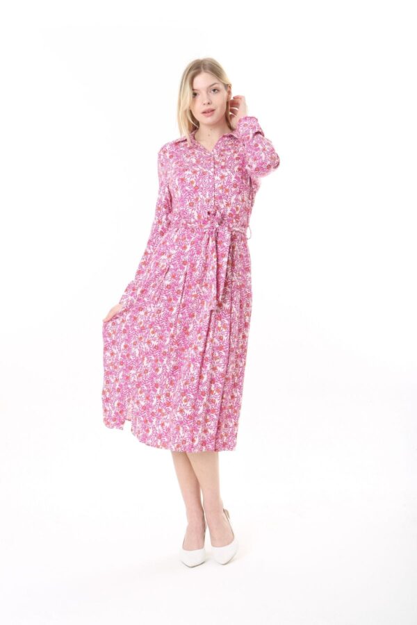 Long Sleeved Dress with Tie Front and Side Hip Zipper