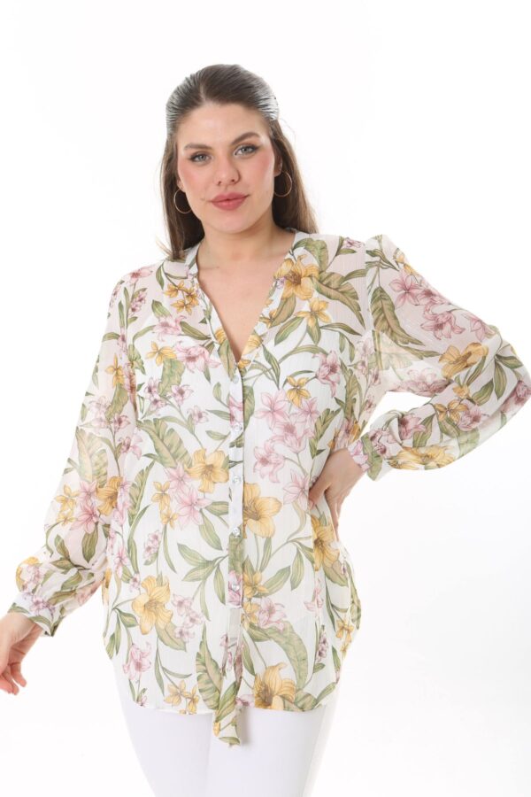Long Sleeved Chiffon shirt with front Tie Blouse with Cami