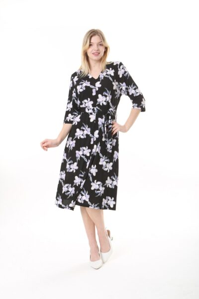 Jersey Print Midi Dress long sleve