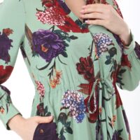 Long Sleeved Dress with Tie Front and Side Hip Zipper