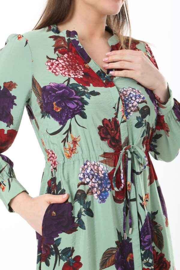 Long Sleeved Dress with Tie Front and Side Hip Zipper
