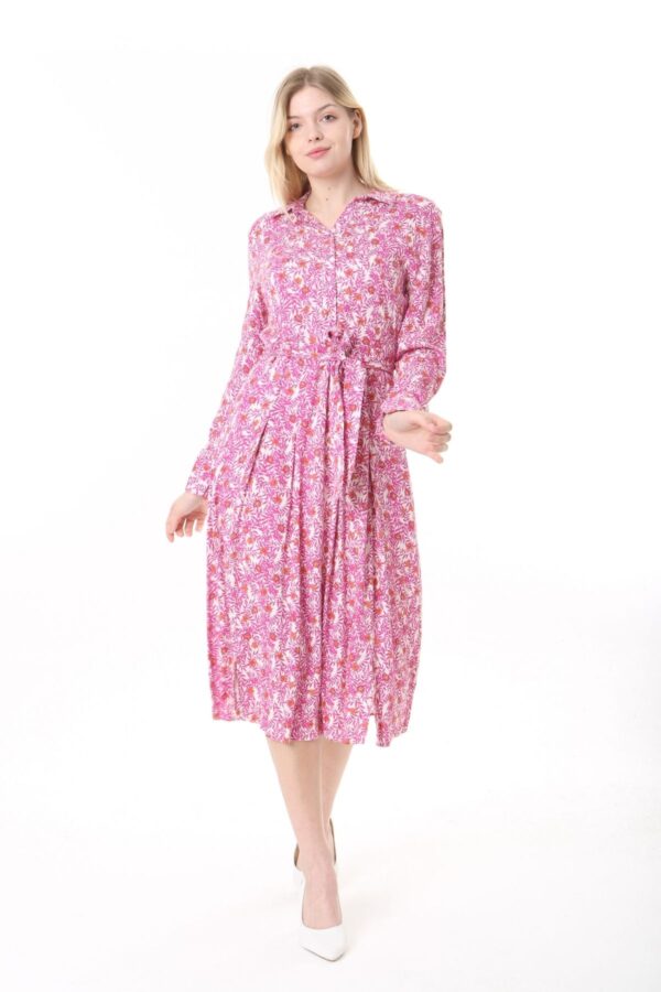 Long Sleeved Dress with Tie Front and Side Hip Zipper