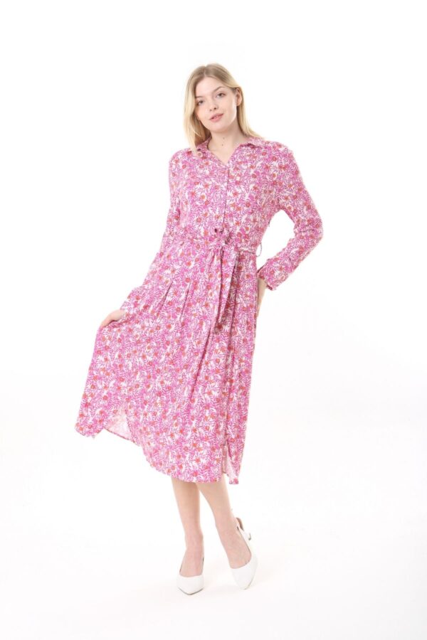 Long Sleeved Dress with Tie Front and Side Hip Zipper