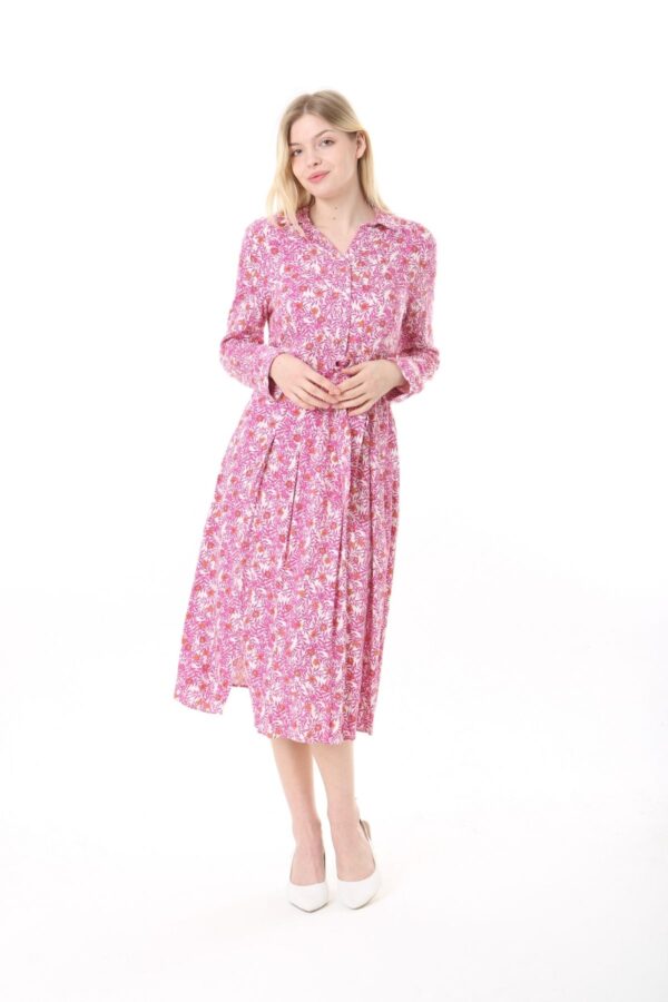 Long Sleeved Dress with Tie Front and Side Hip Zipper