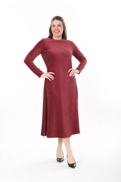 Long Round Necked Cotton/Polyester Maxi Dress