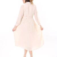 Women's Lined Chiffon Sunray Pleated MIDI Dress with Tie Back 123 CM