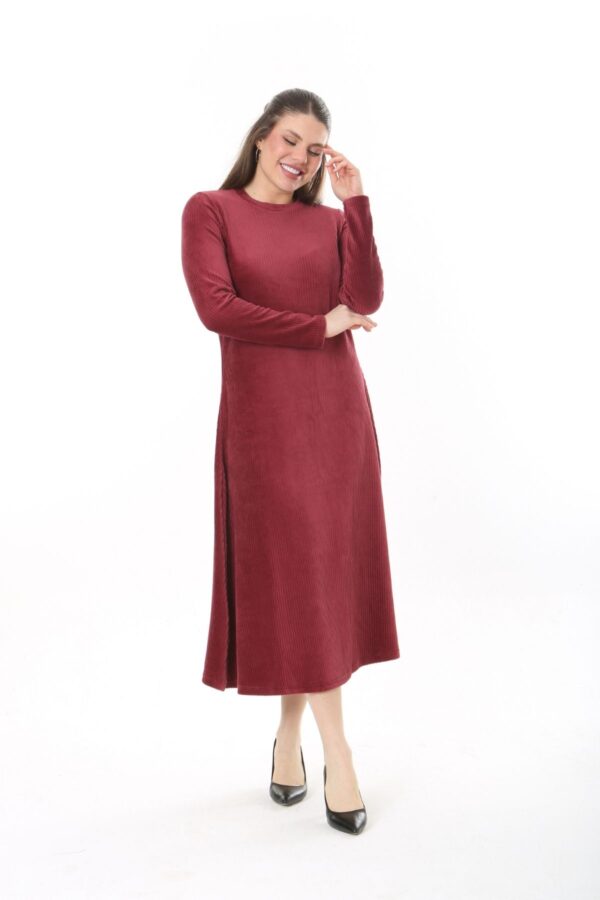 Long Round Necked Cotton/Polyester Maxi Dress