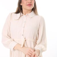 Women's Lined Chiffon Sunray Pleated MIDI Dress with Tie Back 123 CM