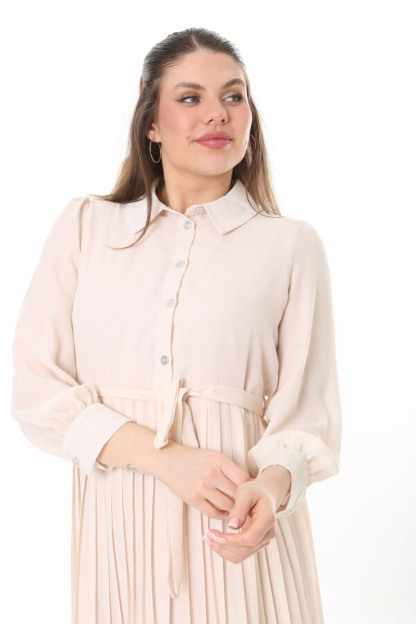Women's Lined Chiffon Sunray Pleated MIDI Dress with Tie Back 123 CM