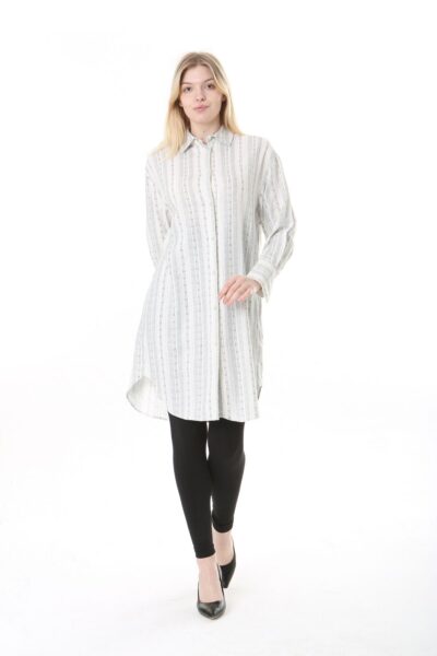Long Linen womans Tunic shirt blouse with cuffs and collar