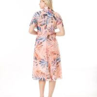 Chiffon Angel Sleeved Halter Neck Dress w/ Flared Waist and Keyhole Neck - Lined