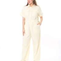 100% Cotton Short Sleeve Jumpsuit, w/ Pockets