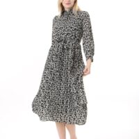 Women's Lined Chiffon Sunray Pleated MIDI Dress with Tie Back 123 CM