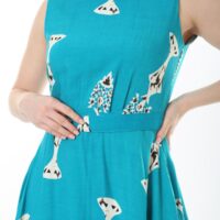 Sleeveless tie-front unlined viscose dress