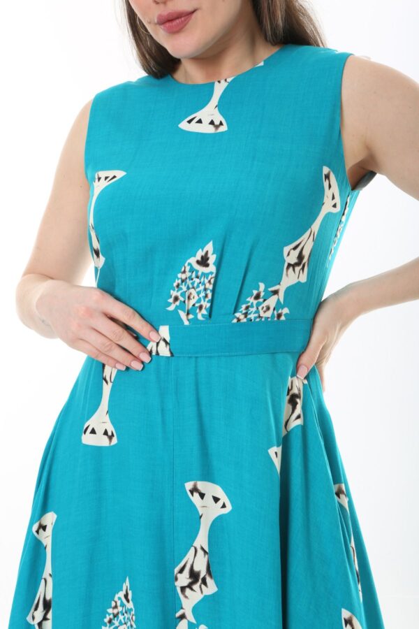 Sleeveless tie-front unlined viscose dress