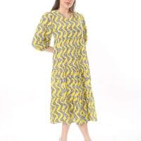 Long Sleeve Elasticated Cuf  midi Dress