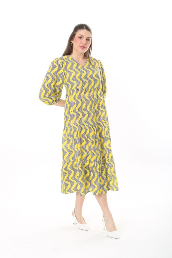 4 Long Sleeve Elasticated Cuf midi Dress