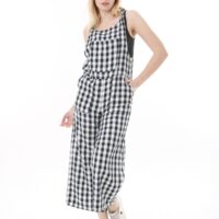 Tie Shoulder Patch Pocket 3 Quarter Jumpsuit