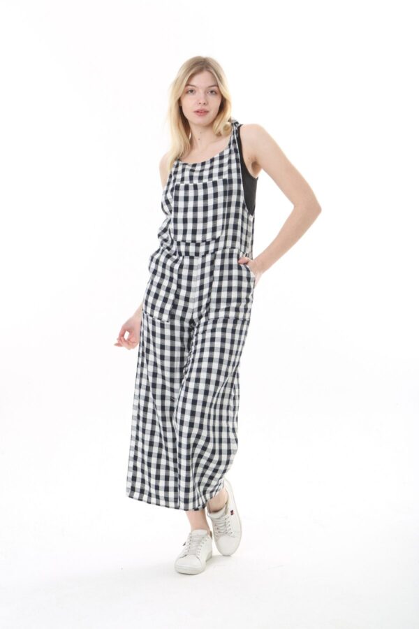Tie Shoulder Patch Pocket 3 Quarter Jumpsuit