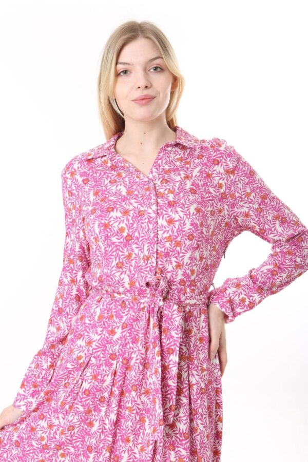 Long Sleeved Dress with Tie Front and Side Hip Zipper