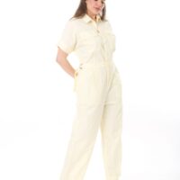 100% Cotton Short Sleeve Jumpsuit, w/ Pockets