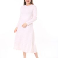 Long Round Necked Cotton/Polyester Maxi Dress