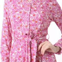 Long Sleeved Dress with Tie Front and Side Hip Zipper